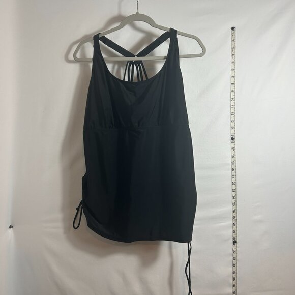 Yonique Plus Size black cinched tieable sides tankini top 20W - worn once - Picture 1 of 8